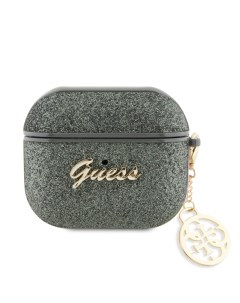 Чехол для Airpods 3 с блестками зеленый Guess