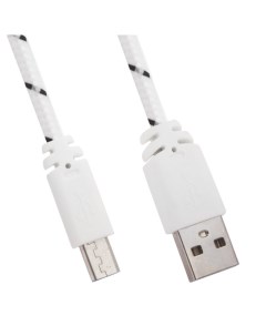 USB кабель LP Micro USB в оплетке белый с черным коробка Liberty project