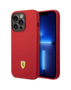 Чехол для iphone 14 pro metal logo hard красный Ferrari