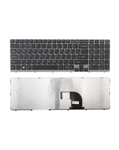 Клавиатура для ноутбука Sony SVE15 SVE17 черная с серой рамкой Azerty