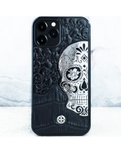 Чехол iPhone 13 Pro Max Mexican Katrina s Skull LUX Black HM Premium Euphoria