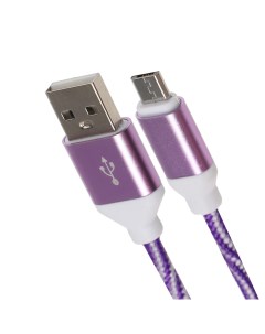 Кабель Micro USB USB нейлон 1 А 1 м бело фиолетовый Luazon