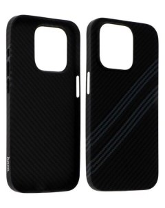 Чехол для телефона iPhone 14 Pro кевларовая текстура чёрно серый Hoco