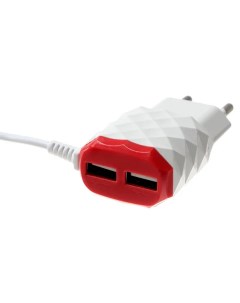 Сетевое зарядное устройство LCC 25 2 USB 1 А кабель Micro USB красно белый Luazon
