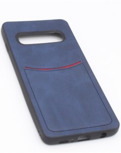 Чехол накладка для Samsung Galaxy S10 силикон искусственная кожа синий Creative case