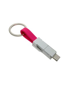 Универсальный брелок переходник 3в1 Emagn3i1 USB C microUSB Lightning розовый Espada