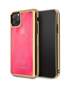 Чехол Guess Liquid glitter Glow in dark sand iPhone 11 Pro Золотой Розовый Cg mobile