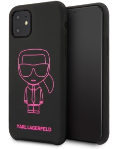 Чехол CG Mobile Ikonik outlines Hard для iPhone 11 Черный Розовый Karl lagerfeld