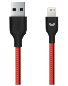 Кабель USB Lightning нейлон 1 2 м красный Prime line