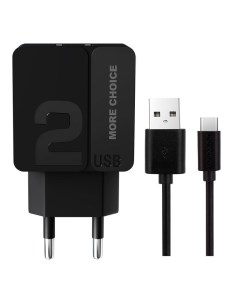 Сетевое зарядное устройство 2USB 2 4A для Type C NC46a 1м Black Black More choice