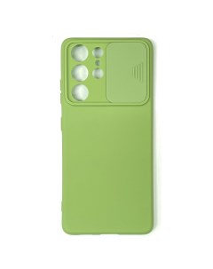 Силиконовый Чехол для Samsung S21 Ultra G998 с задвижкой для камеры светло зеленый Case