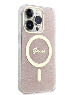 Чехол для iPhone 14 Pro с MagSafe Pink Gold Guess