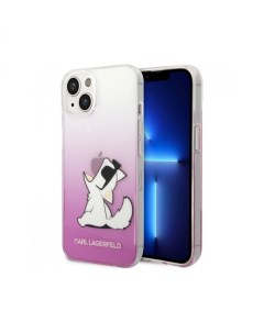 Чехол PC TPU Choupette Fun Hard для iPhone 14 Plus Розовый градиент Karl lagerfeld