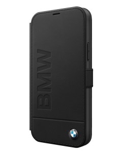 Чехол BMW Signature Genuine leather Logo Booktype iPhone 12 mini Черный Cg mobile