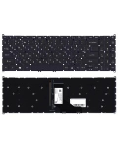 Клавиатура для ноутбука Acer Aspire A515 52 черная с подсветкой Оем