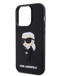 Чехол для iPhone 14 Pro с 3D принтом Black Karl lagerfeld