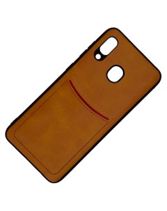 Чехол с кармашком для Samsung A30 A20 светло коричневый Ilevel