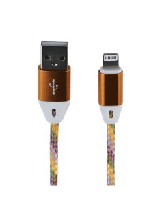 USB кабель LP для Apple Lightning 8 pin оплетка и металлические разъемы 1м оранжевый Liberty project