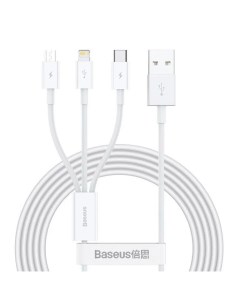 Кабель Superior series USB Lightning Type C Micro USB 3 5А 1 5 м белый Baseus