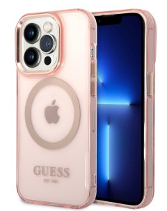 Чехол для iPhone 14 Pro Max с MagSafe Pink Guess