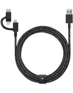 Кабель Belt USB A to USB C MicroUSB Lightning 2m Cosmo Black Native union