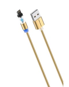 Дата кабель K61Si Smart USB 2 4A для Lightning 8 pin Magnetic нейлон 1м Gold More choice