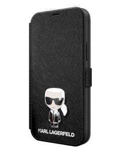 Чехол Karl Lagerfeld Saffiano Ikonik Karl Booktype iPhone 12 mini Черный Cg mobile