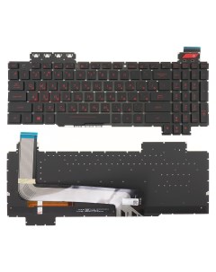 Клавиатура для ноутбука Asus FX503 черная с красной подсветкой Azerty