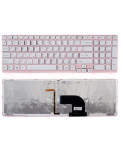 Клавиатура для ноутбука Sony Vaio E15 белая с розовой рамкой с подсветкой Azerty
