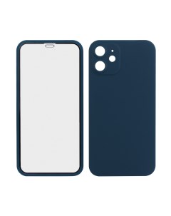 Чехол стекло для iPhone 12 mini темно синий Liberty project