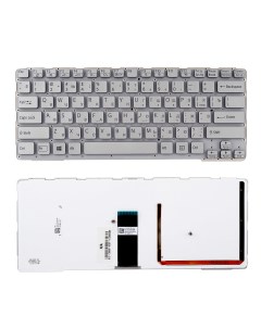 Клавиатура для ноутбука Sony SVE14A серебристая без рамки с подсветкой Azerty