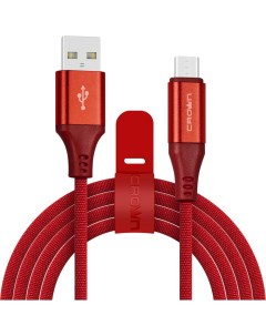 Кабель USB MicroUSB 1m красный CMCU 3103M нейлон Crown