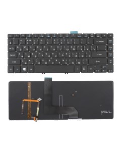 Клавиатура для ноутбука Acer Aspire M5 481T черная без рамки с подсветкой Azerty