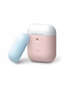 Чехол для AirPods wireless DUO Pink с крышками White и Pastel Blue Elago