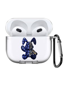 Чехол с карабином для Apple AirPods 3 Bunny Синий прозрачный Musthavecase