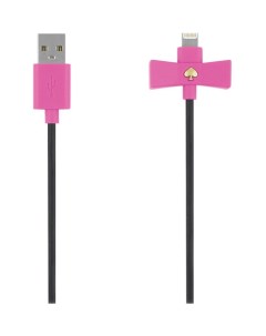 Кабель New York Bow Lightning USB 1 метр чёрный розовый Kate spade