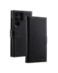 Кожаный чехол книжка Wallet Book Type для Samsung Galaxy S22 Ultra черный Melkco