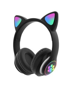 Беспроводные наушники STN 28 Bluetooth со светящимися кошачьими ушами черные Qvatra