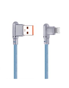 USB кабель LP для Apple Lightning 8 pin Г коннектор оплетка леска синий блистер Liberty project