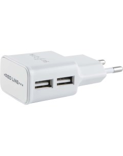 Сетевое зарядное устройство 2 USB 2 1A 8 pin для Apple White УТ000013637 Red line