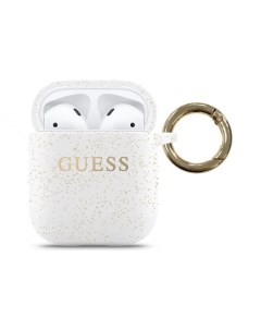 Чехол с карабином Silicone case with ring AirPods 1 2 Белый GUACCSILGLWH Guess