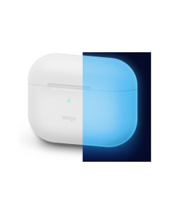 Силиконовый чехол Silicone case для AirPods Pro Белый с синим свечением в темноте Elago