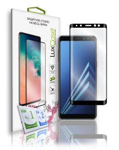 Защитное стекло для Samsung Galaxy A8 plus на весь экран Черная рамка 77384 Luxcase