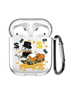 Чехол с карабином для Apple AirPods Богатенькая Утка прозрачный Musthavecase