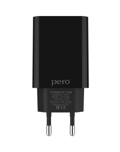 Сетевое зарядное устройство TC02 2 USB 2 1A кабель Type C Black Péro