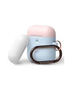 Чехол для AirPods wireless Silicone Blue с крышками Pink и White Elago