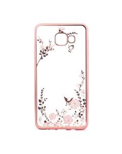 Чехол для Samsung A710F Galaxy A7 2016 Розовый золотой Розовые цветы Epik