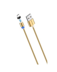 Дата кабель K61Sm Smart USB 3 0A для micro USB Magnetic нейлон 1м Gold More choice