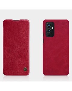 Кожаный чехол книжка Leather Qin для OnePlus 9R красный Nillkin