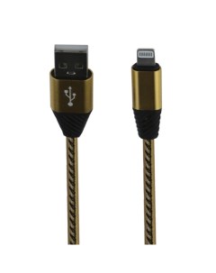 USB кабель LP для Apple Lightning 8 pin Кожаная оплетка 1м золотой европакет Liberty project